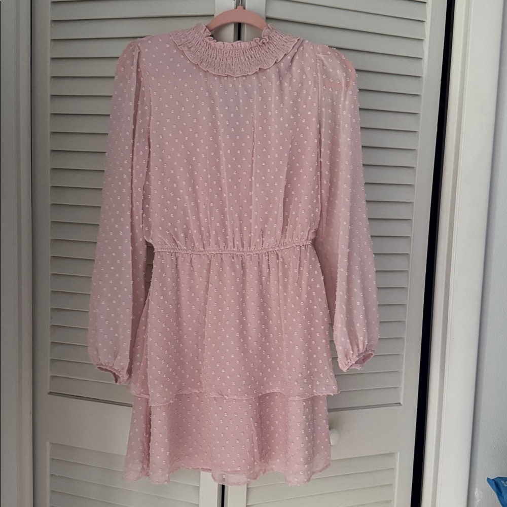 Crystal Doll Pink Ruffled Peplum Blouse Dress